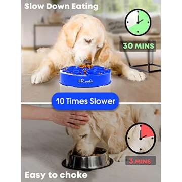 Freefa 2 Cup Puzzle Dog Food Bowl for Slower Eating