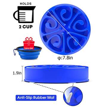 Freefa 2 Cup Puzzle Dog Food Bowl for Slower Eating