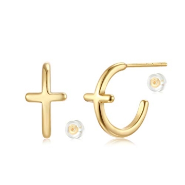 MYEARS Women Gold Cross Earrings Hypoallergenic Everyday