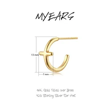 MYEARS Women Gold Cross Earrings Hypoallergenic Everyday
