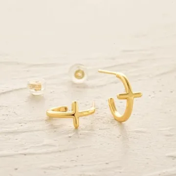 MYEARS Women Gold Cross Earrings Hypoallergenic Everyday