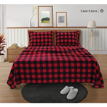 LANE LINEN 100% Cotton Twin Flannel Sheets Set - Cozy & Durable