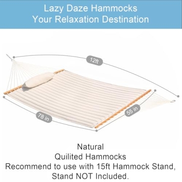 Lazy Daze Hammock Double Quilted Outdoor Comfort