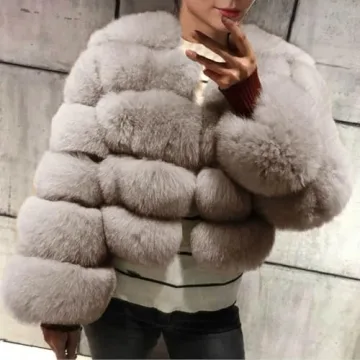 Gunyslmo Women's Faux Fur Cropped Winter Jacket