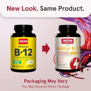 Jarrow Formulas Extra Strength Methyl B-12, Dietary Supplement for Cellular Energy Production, 100 Lemon-Flavored Chewable Tablets, Up to a 100 Day Supply