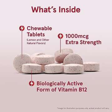 Jarrow Formulas Extra Strength Methyl B-12, Dietary Supplement for Cellular Energy Production, 100 Lemon-Flavored Chewable Tablets, Up to a 100 Day Supply