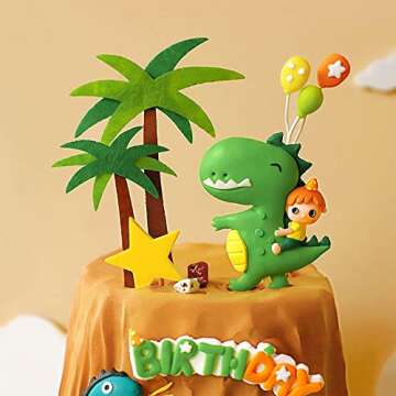 Gyufise 10 Pack Dinosaur Cake Decorations Dinosaur Babyshower Happy Birthday Cupcake Topper Dinosaur Cake Toppers for Kids Birthday Baby Shower Party Supplies