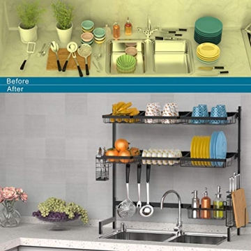 Veckle 2 Tier Stainless Steel Over The Sink Dish Rack
