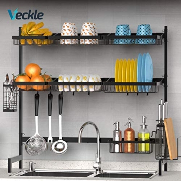 Veckle 2 Tier Stainless Steel Over The Sink Dish Rack
