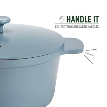Goodful All-In-One Pot, Multilayer Nonstick, High Performance Cast Dutch Oven With Matching Lid, Roasting Rack And Turner, Made Without PFOA, Dishwasher Safe Cookware, 4.7-Quart, Blue Mist