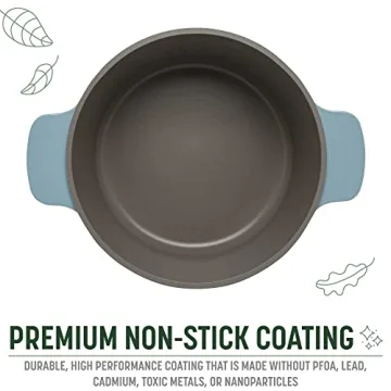 Goodful All-In-One Pot, Multilayer Nonstick, High Performance Cast Dutch Oven With Matching Lid, Roasting Rack And Turner, Made Without PFOA, Dishwasher Safe Cookware, 4.7-Quart, Blue Mist