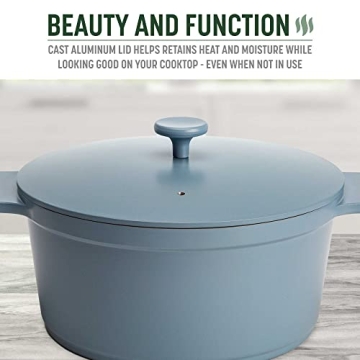Goodful All-In-One Pot, Multilayer Nonstick, High Performance Cast Dutch Oven With Matching Lid, Roasting Rack And Turner, Made Without PFOA, Dishwasher Safe Cookware, 4.7-Quart, Blue Mist