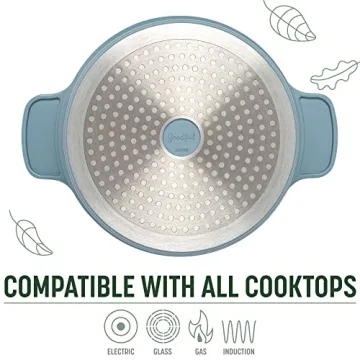 Goodful All-In-One Pot, Multilayer Nonstick, High Performance Cast Dutch Oven With Matching Lid, Roasting Rack And Turner, Made Without PFOA, Dishwasher Safe Cookware, 4.7-Quart, Blue Mist