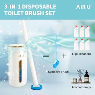 AIR U+ Disposable Toilet Brush System with 24 Refills