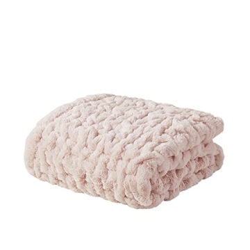 Madison Park Ruched Luxury Throw - Ultra Soft Faux Fur for Cozy Comfort