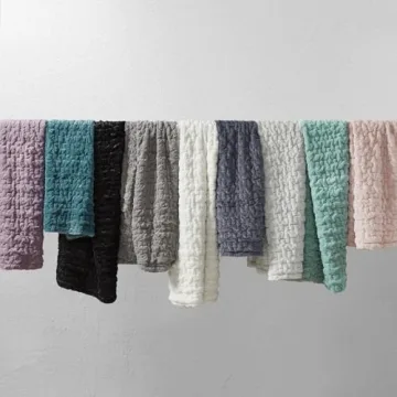 Madison Park Ruched Luxury Faux Fur Throw - Blush 50x60