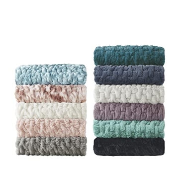 Madison Park Ruched Luxury Faux Fur Throw - Blush 50x60