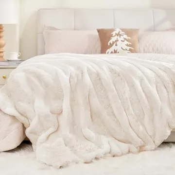 Touchat Faux Rabbit Fur Throw Blanket - Ultra Soft & Cozy