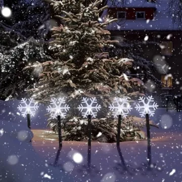 Snowflake Pathway Solar Lights - 5 Pack Outdoor Decor