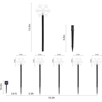 Snowflake Pathway Solar Lights - 5 Pack Outdoor Decor