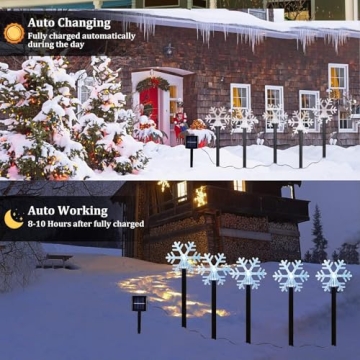 Snowflake Pathway Solar Lights - 5 Pack Outdoor Decor