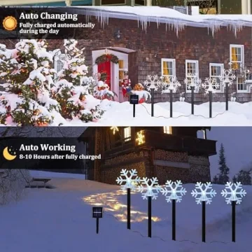 Snowflake Pathway Solar Lights - 5 Pack Outdoor Decor