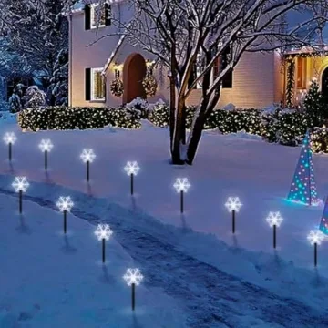 Snowflake Pathway Solar Lights - 5 Pack Outdoor Decor