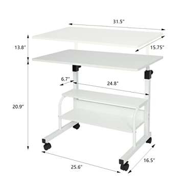 QZMDSM Adjustable Mobile Laptop Desk for Small Spaces