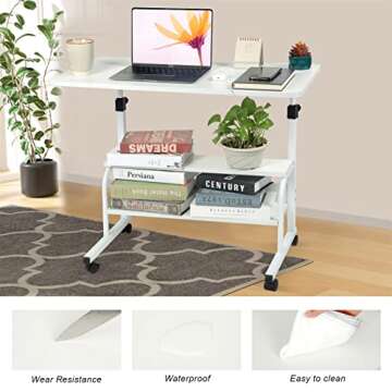 QZMDSM Adjustable Mobile Laptop Desk for Small Spaces