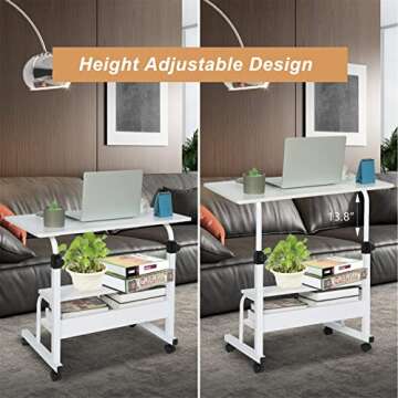 QZMDSM Adjustable Mobile Laptop Desk for Small Spaces