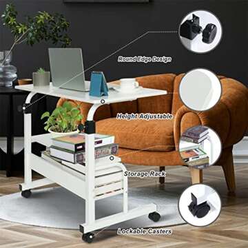 QZMDSM Adjustable Mobile Laptop Desk for Small Spaces