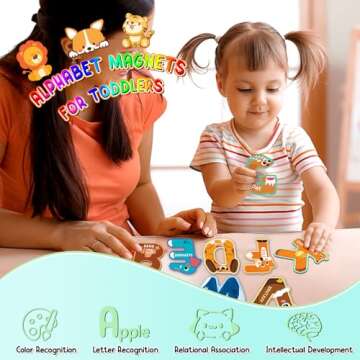 Easter Basket Stuffers for Toddler, Fridge Magnets for Toddlers 1-3, Magnetic Letters, Cute Uppercase Animal Toddler Toys, Alphabet Magnets, ABC Magnets for Toddlers 1-3 Refrigerator