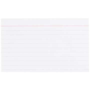 Amazon Basics Heavy Weight Ruled Lined Index Cards, White, 3x5 Inch Card, 100-Count