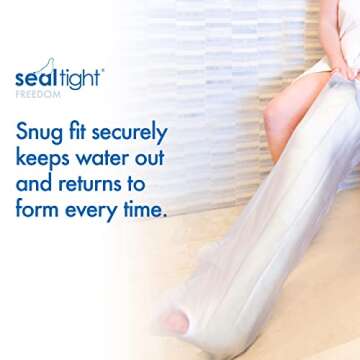 Brownmed - Seal-Tight Freedom Cast & Bandage Protector - Shower Cast Cover for Legs - Waterproof Sho...