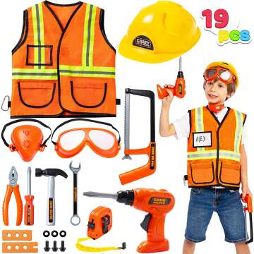 Kids Tool Set with Costume & Drill - 19pcs Set