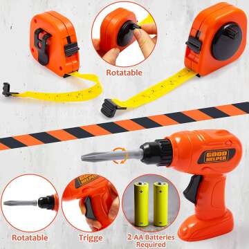 Kids Tool Set with Costume & Drill - 19pcs Set