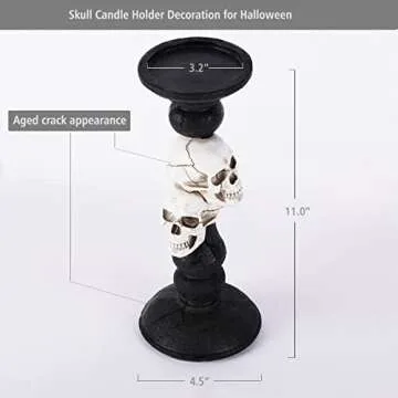 OYATON Pillar Candle Holder for Halloween Decoration Indoor, Skull Candlestick Holder for 3 Inches Pillar Candle