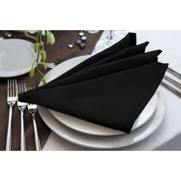 Utopia Home [24 Pack, Black] Cloth Napkins 20x20 Inches, 100% Polyester Hemmed Edges, Washable and Reusable Ideal for Parties, Weddings and Dinners