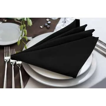 Utopia Home [24 Pack, Black] Cloth Napkins 20x20 Inches, 100% Polyester Hemmed Edges, Washable and Reusable Ideal for Parties, Weddings and Dinners