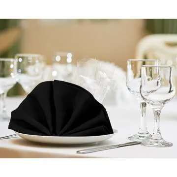 Utopia Home [24 Pack, Black] Cloth Napkins 20x20 Inches, 100% Polyester Hemmed Edges, Washable and Reusable Ideal for Parties, Weddings and Dinners