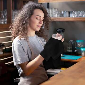 Utopia Home [24 Pack, Black] Cloth Napkins 20x20 Inches, 100% Polyester Hemmed Edges, Washable and Reusable Ideal for Parties, Weddings and Dinners