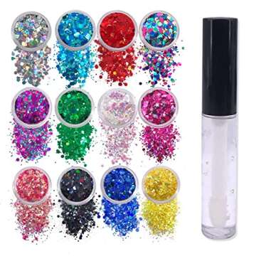12 Pack Multi-Colored Face & Body Glitter for All Ages