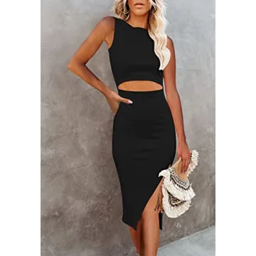 Elegant Sleeveless Midi Dress for Women - Pink Queen