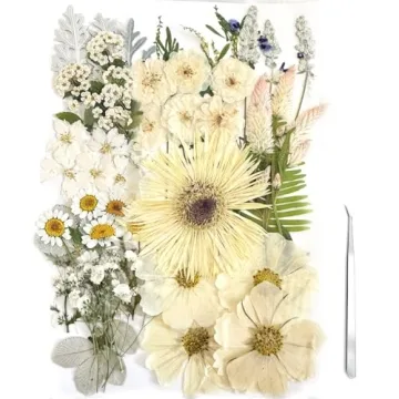 ZQmino A4 Dried Pressed Flowers for Resin and Crafts, 45 Pieces, Natural Variety