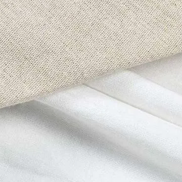 ASPMIZ Farmhouse Cotton Blend Curtains, Rustic Country Color Block Curtain Panels, Boho Button Rod Pocket Window Drapes for Bedroom Living Room Decor, Set of 2 Panels, Linen Color, 52 x 84 Inch Length