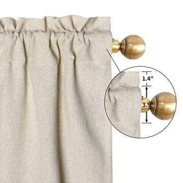 ASPMIZ Farmhouse Cotton Blend Curtains, Rustic Country Color Block Curtain Panels, Boho Button Rod Pocket Window Drapes for Bedroom Living Room Decor, Set of 2 Panels, Linen Color, 52 x 84 Inch Length