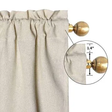 ASPMIZ Farmhouse Cotton Blend Curtains, Rustic Country Color Block Curtain Panels, Boho Button Rod Pocket Window Drapes for Bedroom Living Room Decor, Set of 2 Panels, Linen Color, 52 x 84 Inch Length