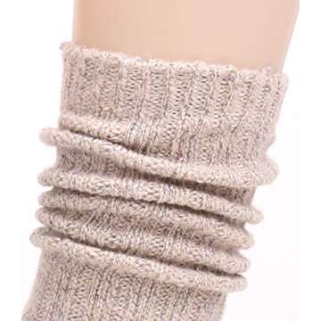 TINTAO 3 Pairs Women Winter Wool Cable Knit Crew Knee High Boot Socks,Size 5-11#W919 (Polyester Blend, Color A06)
