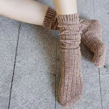 TINTAO 3 Pairs Women Winter Wool Cable Knit Crew Knee High Boot Socks,Size 5-11#W919 (Polyester Blend, Color A06)