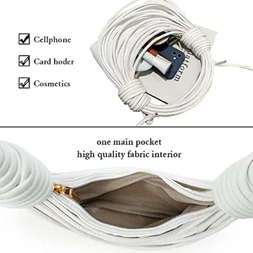 JBB Women Silver Shoulder Purse - Knotted Woven Tote Hobo Bag Evening Party Leather Satchel Handbag with Zipper